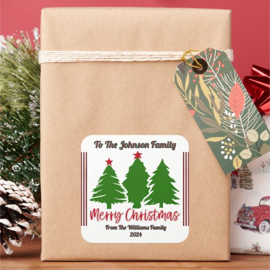 フェスティバル陽気なクリスマスシールデザイン スクエアシール (クリスマス)