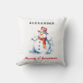 フェスティバル雪だるまお洒落カスタムメリークリスマス クッション (正面)