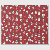 フェスティバル雪だるまとキャンディーケーンクリスマスパターン ラッピングペーパー (フラット)