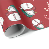 フェスティバル雪だるまとキャンディーケーンクリスマスパターン ラッピングペーパー (ロールコーナー)