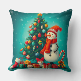フェスティバル雪だるまとクリスマスツリー（ギフト付き） クッション