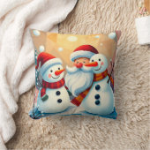フェスティバル雪だるまとサンタ楽しみ クッション (ブランケット)