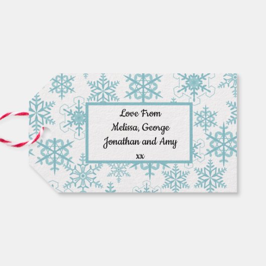 フェスティバル雪だるまとブルースノーフレーク ギフトタグ (裏面横)