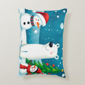 フェスティバル雪だるまとポーラ祝ベアの冬 アクセントクッション (裏面(縦))