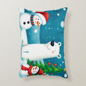 フェスティバル雪だるまとポーラ祝ベアの冬 アクセントクッション (正面(垂直))