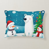 フェスティバル雪だるまとポーラ祝ベアの冬 アクセントクッション (裏面)