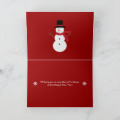 フェスティバル雪だるまと木の赤と白のクリスマスカード シーズンカード (内部)