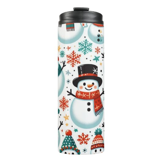 フェスティバル雪だるまをテーマにしたカラフル冬デザイン タンブラー (正面)