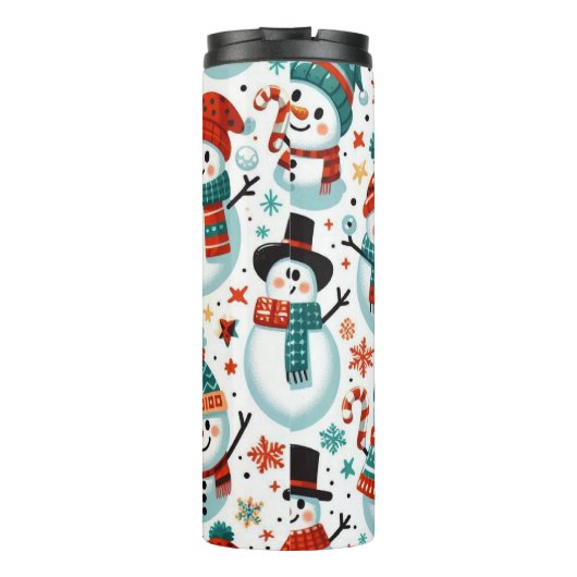 フェスティバル雪だるまをテーマにしたカラフル冬デザイン タンブラー (裏面)