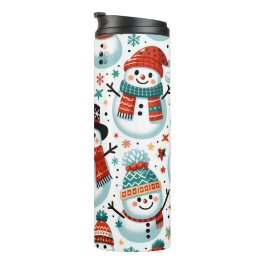 フェスティバル雪だるまをテーマにしたカラフル冬デザイン タンブラー (回転右)