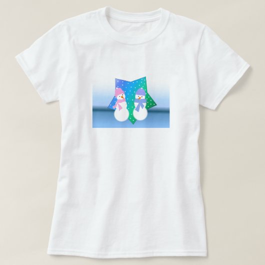フェスティバル雪だるまカップル Tシャツ (デザイン正面)