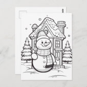 フェスティバル雪だるまキッズカラー ポストカード (正面/裏面)