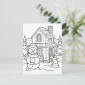 フェスティバル雪だるまキッズカラー ポストカード (スタンド正面)