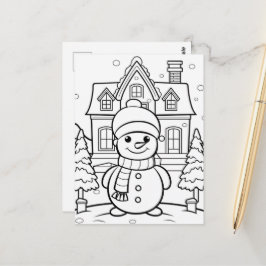 フェスティバル雪だるまキッズカラー ポストカード