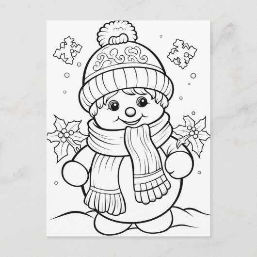 フェスティバル雪だるまキッズカラー ポストカード (正面)