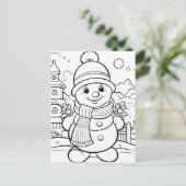 フェスティバル雪だるまキッズカラー ポストカード (スタンド正面)