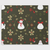 フェスティバル雪だるまクリスマスパターン ラッピングペーパー (フラット)