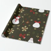 フェスティバル雪だるまクリスマスパターン ラッピングペーパー (アンロールド)