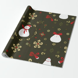 フェスティバル雪だるまクリスマスパターン ラッピングペーパー