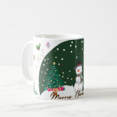 "フェスティバル雪だるまクリスマスマグ – Cozy Winter Desig コーヒーマグカップ (正面左)