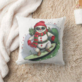フェスティバル雪だるまサーフィンザホリデーズピロー クッション (ブランケット)