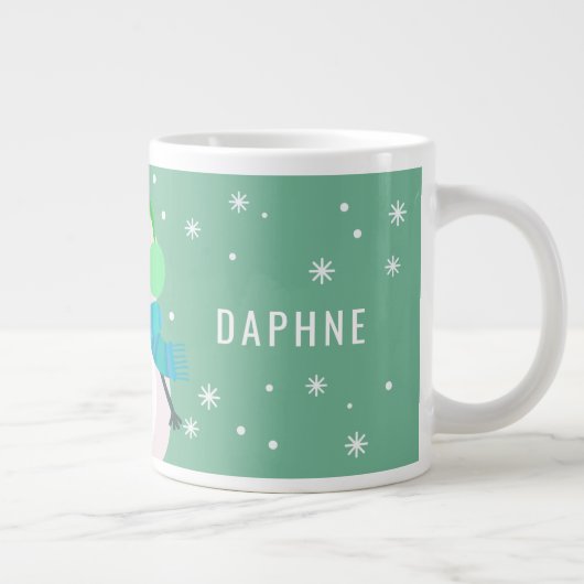 フェスティバル雪だるまスノーフレークパーソナライズされたクリスマス ジャンボコーヒーマグカップ (右)