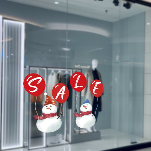 フェスティバル雪だるまセールホリデービーブスストア ウィンドウサイン