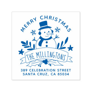 フェスティバル雪だるまバナークリスマス差出人住所 セルフインキングスタンプ