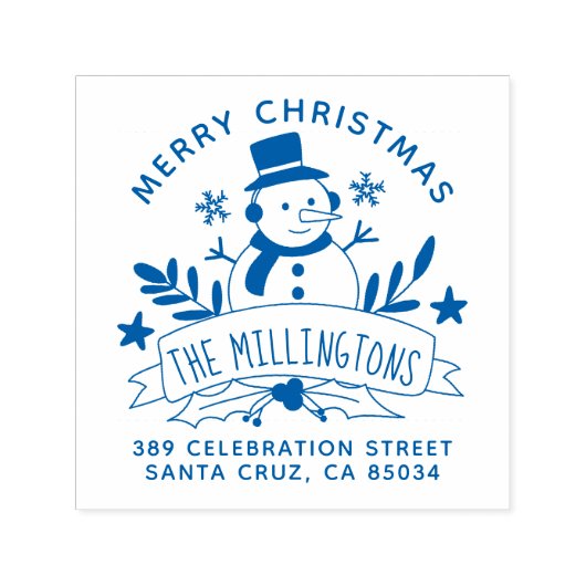 フェスティバル雪だるまバナークリスマス差出人住所 セルフインキングスタンプ (デザイン)