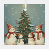 フェスティバル雪だるまファミリークリスマスコレクション ガラスオーナメント (裏面)