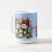 フェスティバル雪だるまファミリー コーヒーマグカップ (正面左)