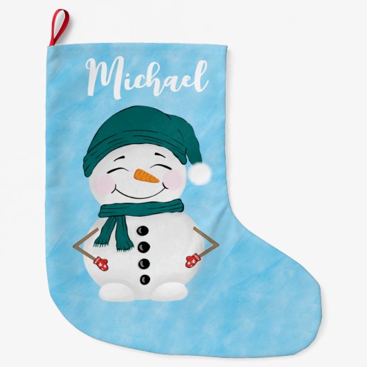 フェスティバル雪だるまホリデークリスマス ラージクリスマスストッキング (正面)