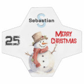 フェスティバル雪だるまモノグラムのメリークリスマス サッカーボール (フラット)