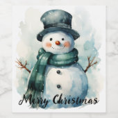 🎄フェスティバル雪だるまワインラベル🍷 ワインラベル (シングルラベル)