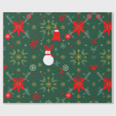 フェスティバル雪だるま及び雪片パターン ラッピングペーパー (フラット)