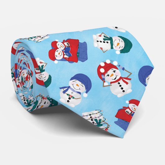 フェスティバル雪だるま水の色クリスマスパターン ネクタイ (ロール)