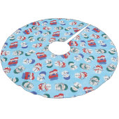 フェスティバル雪だるま水の色クリスマスパターン ブラッシュドポリエステルツリースカート (アングル)