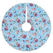 フェスティバル雪だるま水の色クリスマスパターン ブラッシュドポリエステルツリースカート (正面)