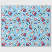フェスティバル雪だるま水の色クリスマスパターン ラッピングペーパー (フラット)