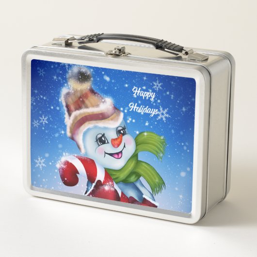 フェスティバル雪だるま メタルランチボックス (正面)