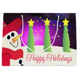 フェスティバル雪だるま（赤） ラージペーパーバッグ