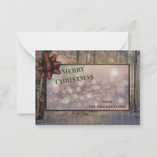 フェスティバル霜と輝き：日に照らされた休日魔法。 ノートカード (正面)