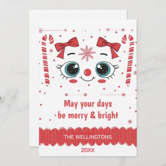 フェスティバル顔クリスマスメリー- & Bright シーズンカード (正面/裏面)
