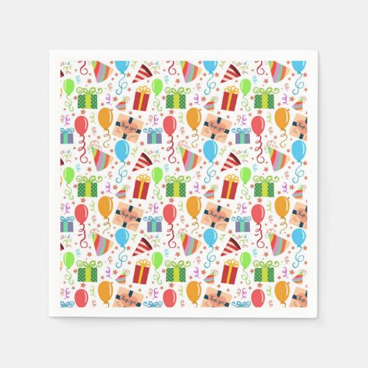 フェスティバル風船ギフトカラフルテーマ スタンダードカクテルナプキン (正面)