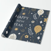 フェスティバル風船金ゴールド新年 ラッピングペーパー (アンロールド)