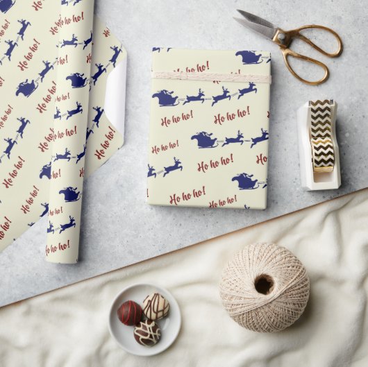 フェスティバル飛んでいるおもしろいサンタスレイトインデナーズシームレス ラッピングペーパー (クラフト)