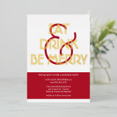 フェスティバル食べドリンク&ベメリークリスマスパーティー金ゴールド 箔シーズンカード (立ち正面)