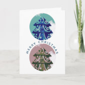 フェスティバル飾クリスマスツリー芸術的ファミリー シーズンカード (正面)