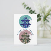 フェスティバル飾クリスマスツリー芸術的ファミリー シーズンポストカード (スタンド正面)