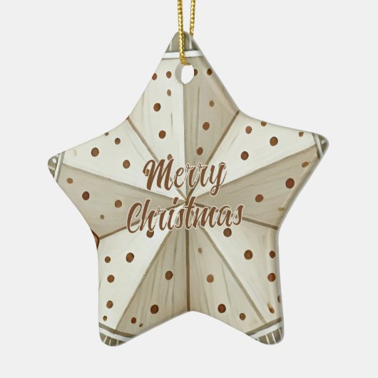フェスティバル飾スターメリークリスマスフォト セラミックオーナメント (左)